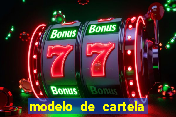 modelo de cartela de bingo em branco